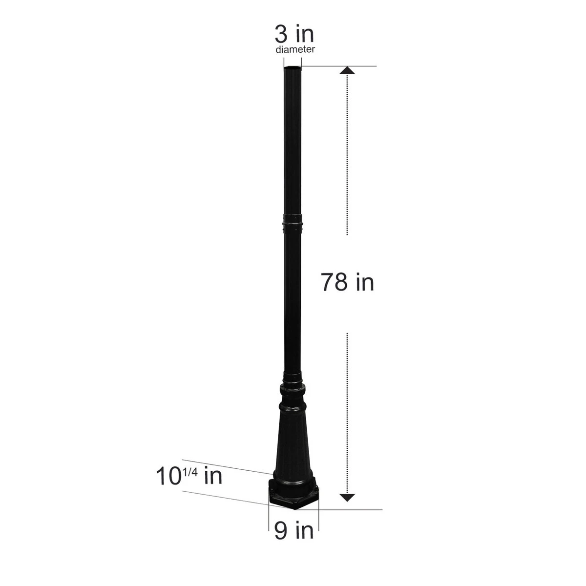 6.5ft. Imperial Outdoor Light Pole - Black - Gama Sonic - Image 2