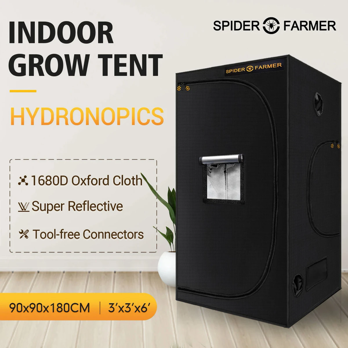 3ft. X 3ft. X 6ft. Indoor Grow Tent - Spider Farmer - Image 3