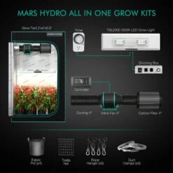 LED Full Spectrum Grow Light And 2ft. X 4ft. Grow Tent Kit - 300W - Mars Hydro