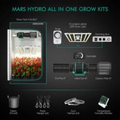 LED Full Spectrum Grow Light And 4ft. X 4ft. Grow Tent Kit - 480W - Mars Hydro