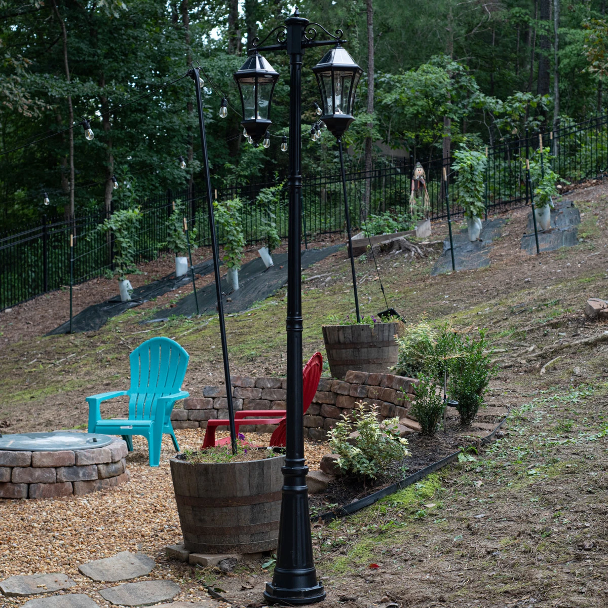 LED Victorian Morph Solar Double Lamp Post Lights - 300 Lumens - 2700K - Black Finish - Gama Sonic - Image 3