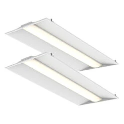 Case Of 2 - 2x4 LED Troffer Light - Wattage Adjustable 30W/40W/50W - Color Tunable 35K/40K/50K - Motion Sensor & J-Box Cover - LumeGen
